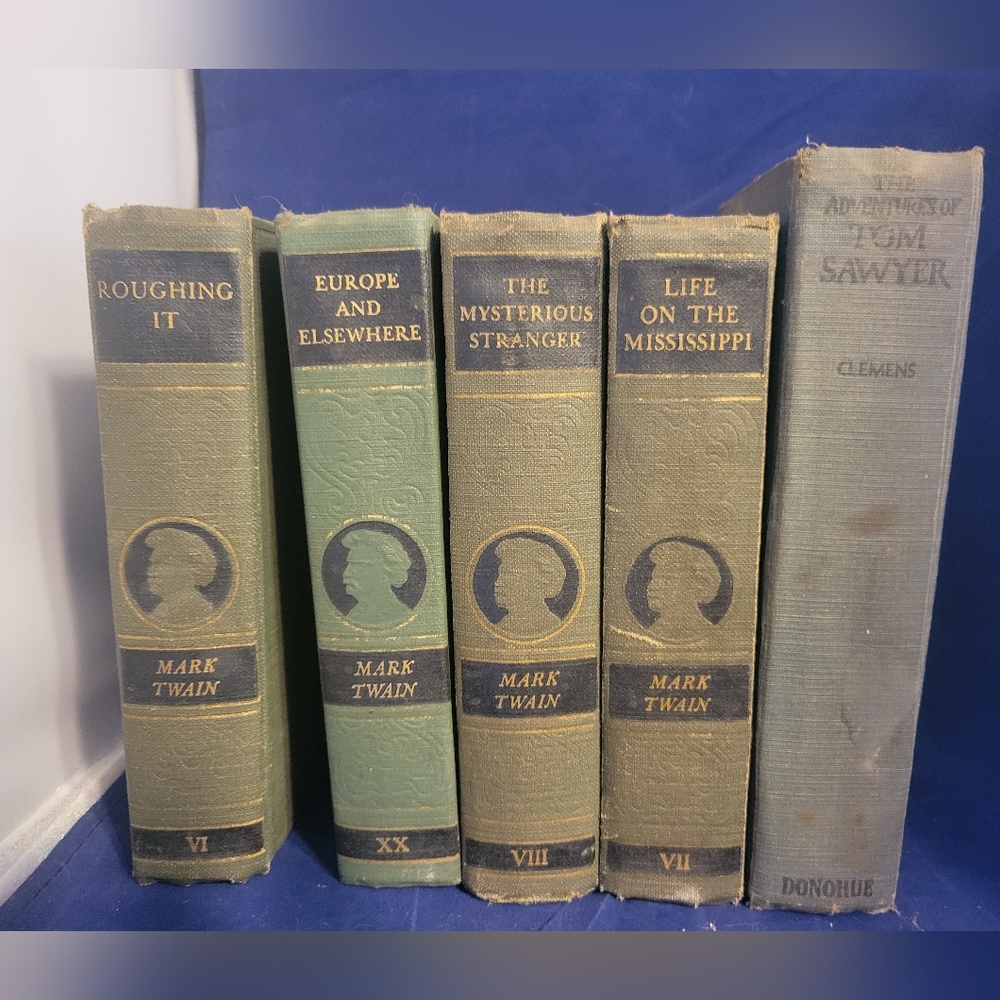 Antique Vintage Lot Of 5 Mark Twain/Samuel Clemens hardcover books Fair-Good Con